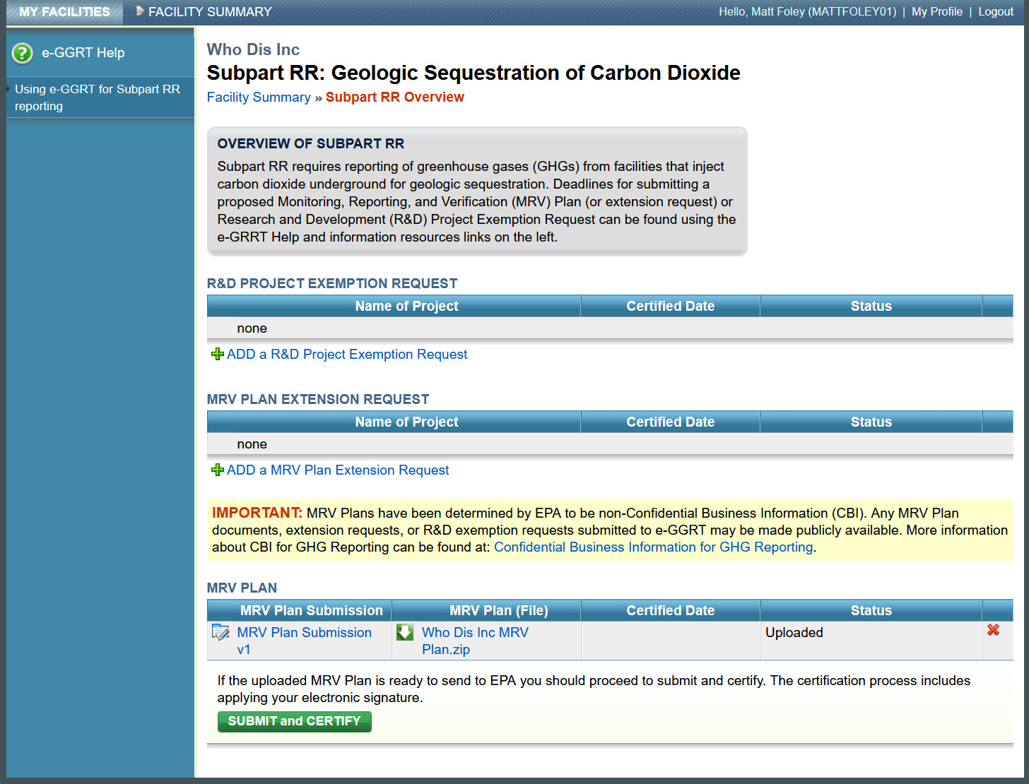 Image of the Subpart RR: Geologic Sequestration of Carbon Dioxide webpage.